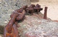 Rusty Chain at Catherine Hill Bay Coal Loading Pier Beach Royalty Free Stock Photo