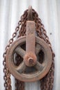 Rusty chain and hoist Royalty Free Stock Photo