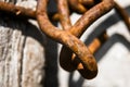 Rusty chain links is close Royalty Free Stock Photo