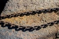 Rusty chains on the docks of the harbor Royalty Free Stock Photo