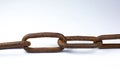 Rusty chains on white background. Close up photo..Symbol of the connection between people. Strength concept