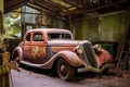 rusty classic car awaiting restoration Royalty Free Stock Photo