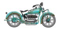 Rusty classic motorbike, vintage vehicle illustration, available as transparent background png file type.