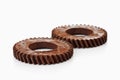 Rusty cog wheels on white background Royalty Free Stock Photo