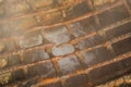 Rusty corroded grating over thermal spring in Loutra Edipsou Royalty Free Stock Photo