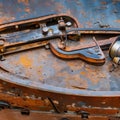 A rusty and corroded texture with decaying metal and old machinery1, Generative AI Royalty Free Stock Photo