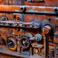 A rusty and corroded texture with decaying metal and old machinery3, Generative AI Royalty Free Stock Photo