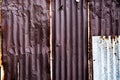 Rusty on corrugated iron, galvanize iron texture, surface corrugated