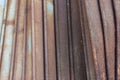 Rusty corrugated metal crumpled fence is close Royalty Free Stock Photo