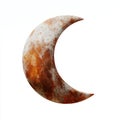 Rusty Crescent Moon on White Background Royalty Free Stock Photo