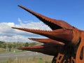 Rusty crocodile sculpture