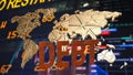 The rusty debt text on world map for Business concept 3d rendering