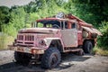 Old firetruck abandoned in Chernobyl zone Royalty Free Stock Photo