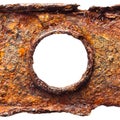 Rusty detail with round hole Royalty Free Stock Photo