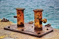 Rusty dock bollards Royalty Free Stock Photo