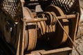 Rusty driving gears on a old mine train wagon Royalty Free Stock Photo