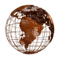 Rust Earth planet 3D Globe Royalty Free Stock Photo
