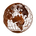 Rust Earth planet 3D Globe Royalty Free Stock Photo