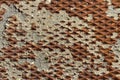 Rusty eroded vintage old diamond plate deep texture metal