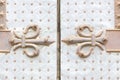 Rusty fleur de lis decoration in a door Royalty Free Stock Photo