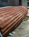 Rusty galvanized iron sheet. Old galvanized iron sheet. Unusable galvanized iron sheet