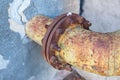 Rusty gas pipe connections on old industrial building Royalty Free Stock Photo