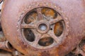 rusty gear closeup, rusty ancient mechanism