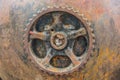 Rusty gear closeup, rusty ancient mechanism
