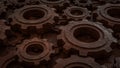 The Rusty Gear for engine or Background concept 3d rendering Royalty Free Stock Photo