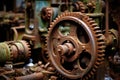 rusty gears from abandoned machinery