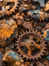 Rusty Gears and Cogs Close-up