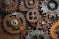 Rusty Gears, Interlocking Cogwheels, Mechanical System, Vintage Machine Parts