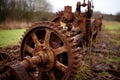 rusty gears on vintage farm machinery Royalty Free Stock Photo