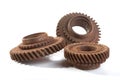 Rusty gears on a white background