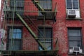 Green Fire Escape on a Red Brick Building in Tribeca New York Royalty Free Stock Photo