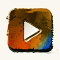 Rusty Grunge Style Play Button Icon Royalty Free Stock Photo