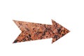 Rusty and grungy metal iron plate arrow with peeling coating and scratches Royalty Free Stock Photo