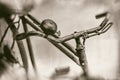 Rusty handlebar and bicycle bell close up Royalty Free Stock Photo