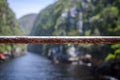 Rusty handrail of a bridge in the park Royalty Free Stock Photo