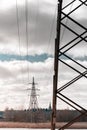 Rusty high-voltage towers