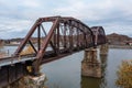 Rusty and Historic Railroad Bridge - Ohio River - Point Pleasant, West Virginia and Gallipolis, Ohio Royalty Free Stock Photo