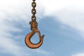 Rusty hook on chain Royalty Free Stock Photo