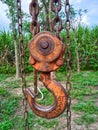 Rusty hook on chain Royalty Free Stock Photo