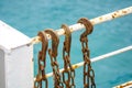 Rusty hook at a ship