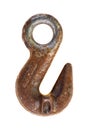 Rusty hook on white background