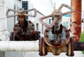 Rusty industrial tap water pipe and valve Royalty Free Stock Photo