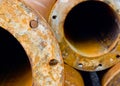 Rusty industrial water pipes