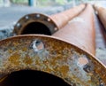 Rusty industrial water pipes