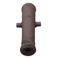 Rusty iron cannon top view isolated