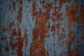 Rusty iron door with cracked blue paint. Painted blue rusty wall shaped texture. Grunge rusty corrosive background painted blue. S Royalty Free Stock Photo